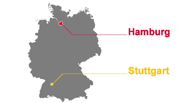 Primeras sucursales de PERI en1972: Stuttgart y Hamburgo