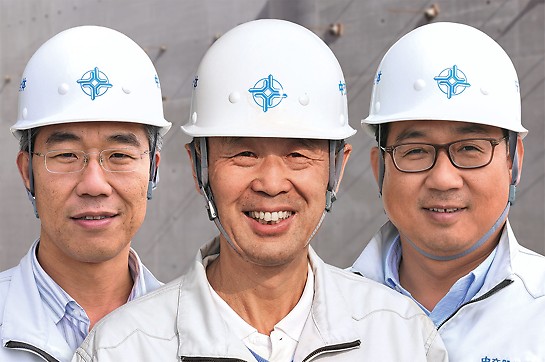Portrait of Meng Fanli, Project Leader West Island, Lin Ming, Project Director, Liu Haiqing, Project Leader East Island, China Communications Construction Company Ltd. (CCCC)