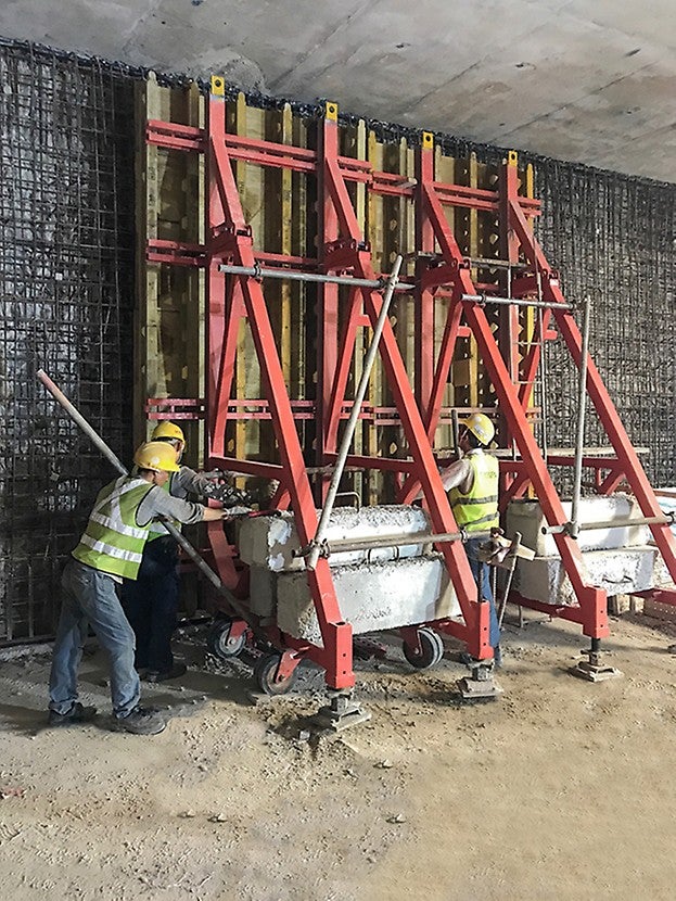 As seen here, site workers are preparing to cast the skin wall of 10 m long.