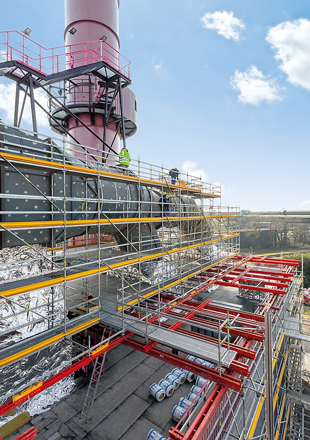 Use of PERI UP Rosett Flex and the VARIOKIT modular system components for insulation work on the dedusting system of blast furnace 9.