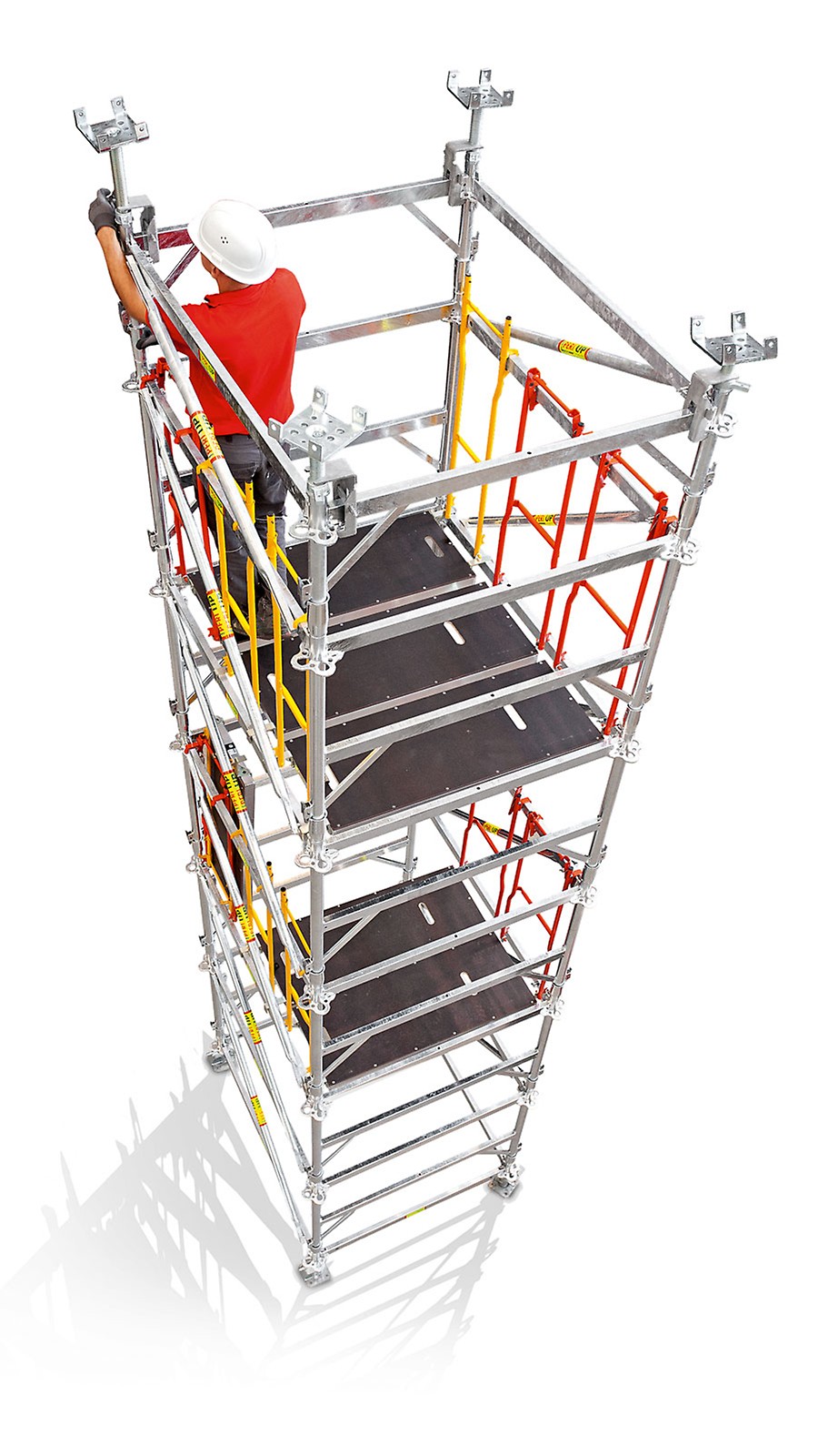PERI UP Stützturm MDS stands for &quot;Montage et démontage en sécurité“: the assembly and dismantling systematic ensure the safety of the scaffolders without requiring any additional safety equipment.