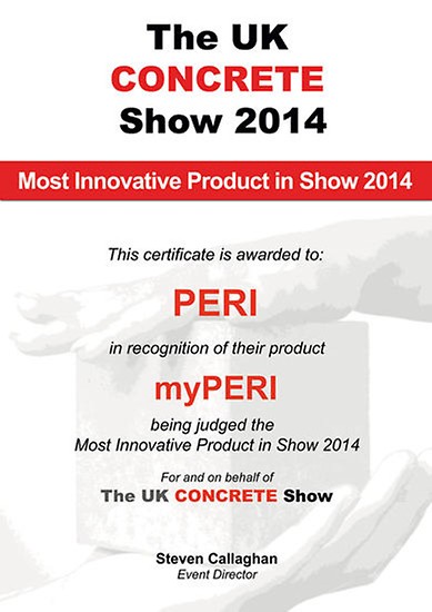 myPERI 在英国 CONCRETE展会上获奖。