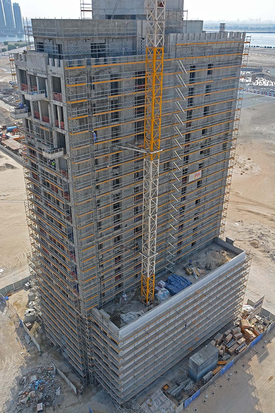 PERI UP Façade Scaffold used in this residential and commercial building