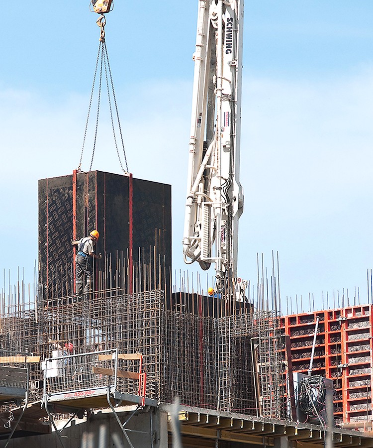 Шахты здания были построены с раcпалубочными элементами TRIO TSE, которые позволяют осуществлять быстрое и простое перемещение внутренней опалубки шахты целиком за один крановый цикл.