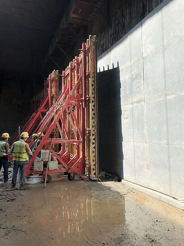 High quality of concrete finishing after an early striking of SB Brace Frame.