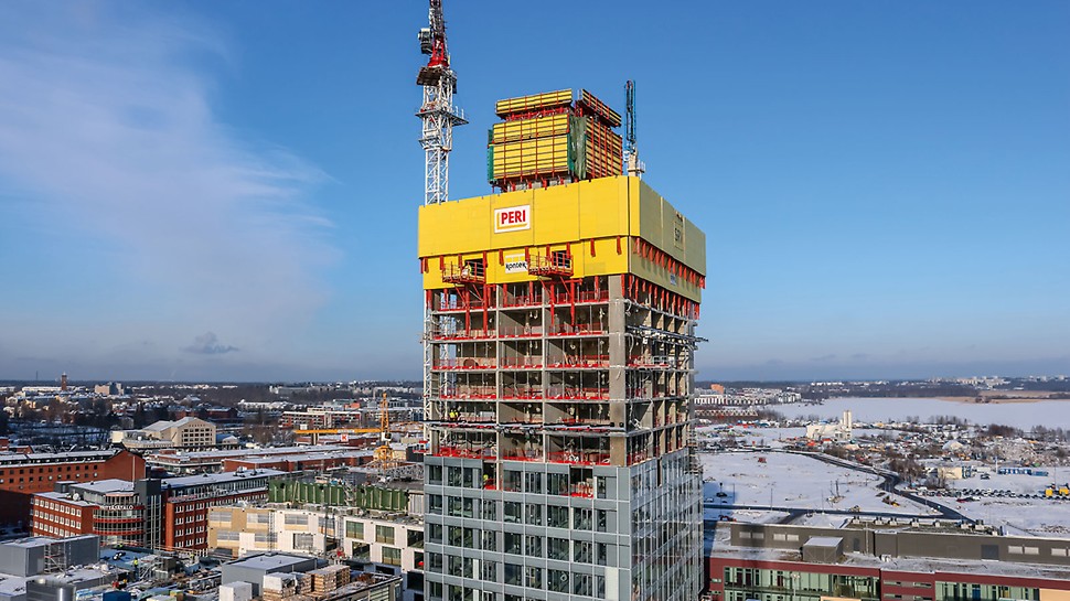 REDI Majakka Tower, Helsinki, Finland For constructing the 134 m high residential building, safety was a top priority. The PERI RCS P Climbing Protection Panel served as an enclosure as well as anti-fall protection. The gap-free enclosure of the skeleton structure´s floors protected the construction team also at great heights against strong winds and the weather.