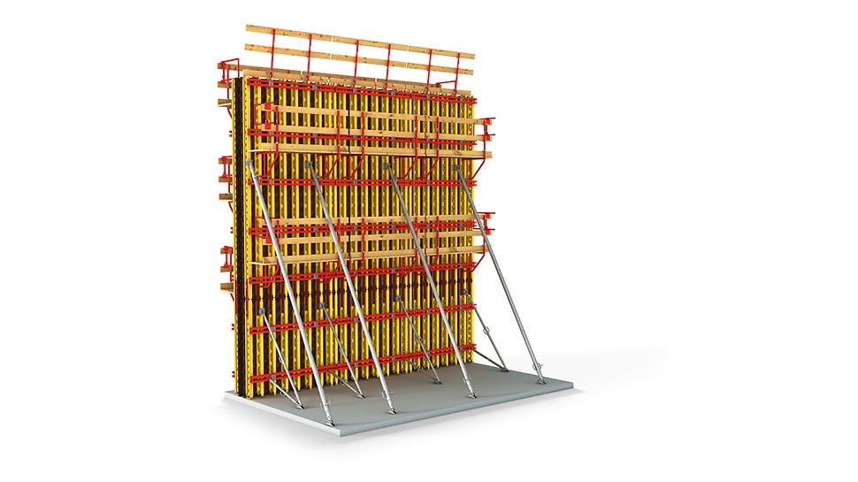 Flexible girder wall formwork, also for high-grade architectural concrete surfaces.<br/>