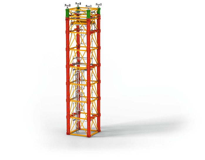 Der VARIOKIT Schwerlastturm ist ein Traggerüstsystem für extrem hohe Traglasten, z.B. im Brückenbau oder Industriebau<br/>