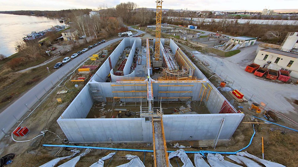 Grundriss eines Klärbeckens.