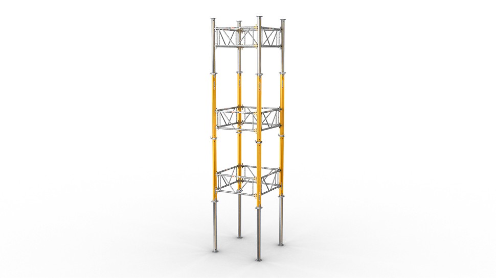 Die MULTIPROP ist eine besonders tragfähige und dennoch leichte Deckenstütze aus Aluminium, die einzeln oder in einem Stützturm verbaut eingesetzt werden kann<br/>