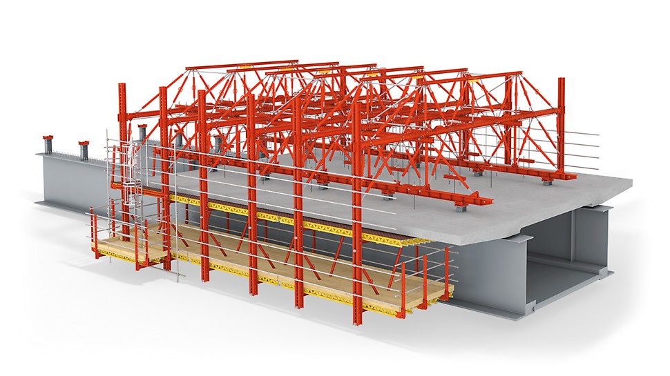 Formwork carriage used on the steel substructure for the construction of carriageway slabs