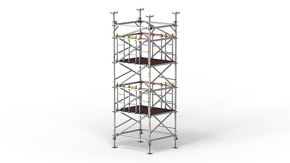 Die im 2-m-Abstand angeordneten Arbeitsebenen gewährleisten einen bequemen Zugang zum Turm gemäß den geltenden Vorschriften.