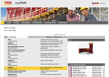 Noderīgā informācija par PERI sistēmām, tāda kā montāžas instrukcijas ir pieejamas myPERI. Ērts un ātrs palīgs vienmēr pa rokai - myPERI.