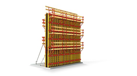 Flexible girder wall formwork, also for high-grade architectural concrete surfaces.
