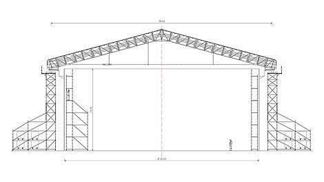 The PERI scaffolding solution – weather protection roof, support and interior scaffolding – was executed freestanding without any anchoring.