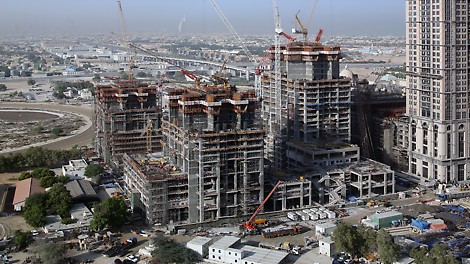 Three luxury residential towers part of the Al Habtoor City development.