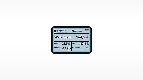 The handheld device shows the water content in the fresh concrete with an accuracy of +/- 3 l/m³. The actual w/c ratio can then simply be calculated on the basis of this water content and the cement content (specified in kg on the delivery note).
