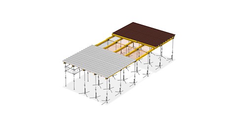 Dank einfacher Handhabung und weniger Kernbauteile führt HAMMOCK zu einem hohen Grad an Effizienz. Das System ist zudem mit Fertigteildecken und mit bestehenden PERI MULTIFLEX Systemen kompatibel.