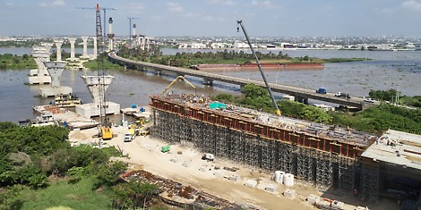 Construcción que atravesará el río Magdalena a 20 km de su desembocadura en el mar Caribe