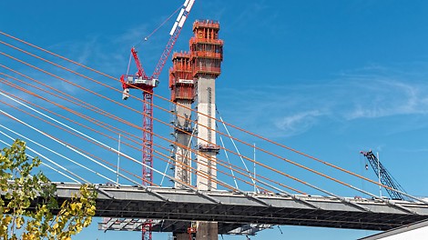 The old bridge currently is being replaced by dual cable-stayed bridges.