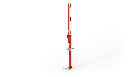 Die Auskragung der Abschalschiene 105 wird mit der Wirbelmutter auf selbst reinigendem Gewinde exakt eingestellt.