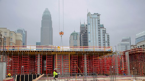 500 West Trade, a 14-story tower surrounded by a 3-story podium garage.