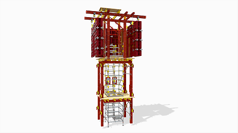 With just a few new components, you can perform hydraulic climbing in shafts without the need for special parts. Project-specific custom solutions are unnecessary thanks to the fully rentable and variable system parts, simplifying your planning and execution.