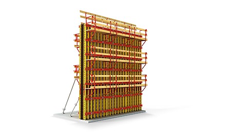 Flexible girder wall formwork, also for high-grade architectural concrete surfaces.