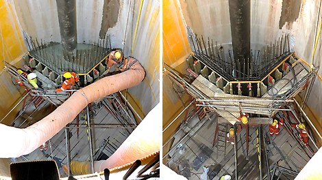 Before (left) and after (right) casting of vortex wall
