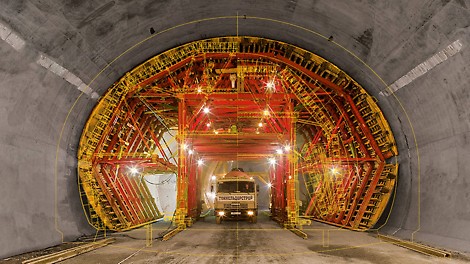 Tunnel formwork made of VARIOKIT engineering construction kit and CAD drawing