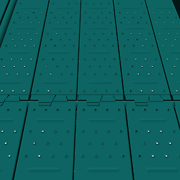 The steel decks are designed not to tilt, along with punching in the decks, preventing slipping and thus creates a safe platform to operate from.
