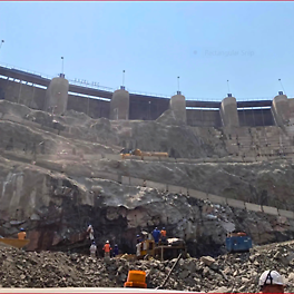 Kariba Plunge Pool Reshaping Project 20 meters deep from the water level at the bottom of the hole