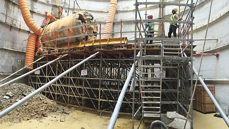 PERI products resist high pressure on the construction site. <br/>The dismantling of the TBM was carried out on top of the temporary platform of PERI.<br/>