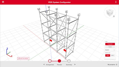PERI CAD ermöglicht automatisiert die Erstellung von Traggerüsten mit modernsten Planungstools.​