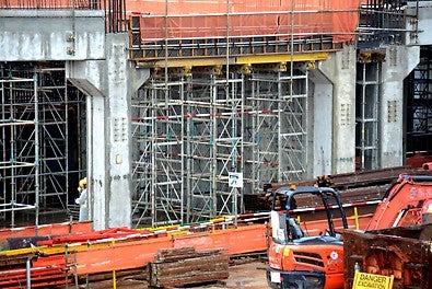 ST 100 Stacking Tower as shoring for beam and slab with a shoring height of 5.9 meters