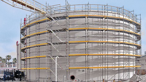 PERI UP Flex Modular Working Scaffold: Circular structures can also be easily scaffolded with PERI UP Rosett Flex.
