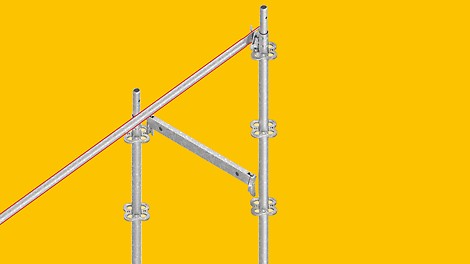 Gut gerüstet Dank der Integration der vorlaufenden Geländermontage wie hier mit dem Flex-Stiel ist ein Gerüstersteller mit dem PERI UP Systembaukasten für unterschiedliche Gebäudegeometrien gleich gut gerüstet.