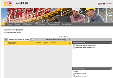 Ar myPERI klients var apskatīt savus aktuālos projektus sadarbībā ar PERI. Noderīgas atskaites un svarīgi dokumenti par objektu tiek saglabāti lietotnē un ir pieejami apskatei pēc nepieciešamības.