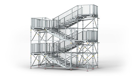 PERI UP Rosett Staircase Public 150, 200, 250: Stair geometry and landing arrangement meet the requirements for public access.