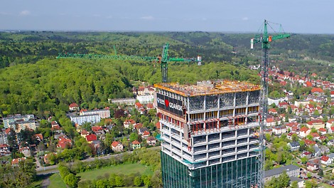 Systemy deskowań i rusztowań podporowych PERI zostały optymalnie dobrane do potrzeb i warunków budowy Olivia Star w Gdańsku.