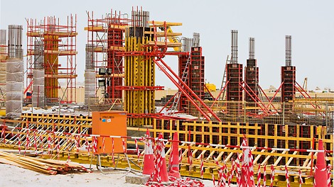 The reinforced concrete columns with different dimensions were shuttered with TRIO column, VARIO column and LICO, so always with the optimal system depending on the requirements.