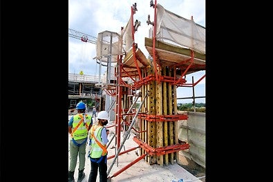 5.30m column height on first storey and 3.30m on typical floor