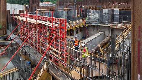 Adaptable forming and shoring systems facilitate shaft and diversion structure construction.