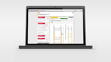 Ved å bruke MULTIPROP Shoring Tower Configurator, kan brukeren enkelt og raskt finne den optimale konfigurasjonen av ønsket MULTIPROP.