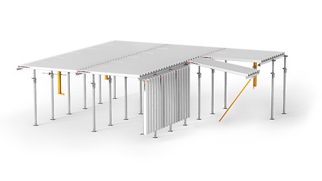 Coffrage de dalles avec treillis de poutrelles GRIDFLEX Le coffrage de dalle flexible et économique pour un montage aisé et une sécurité du travail maximale.