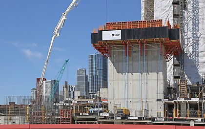 PERI supported Statom Group on this project. The climbing system offers time-saving operations, with the ability to move secure units comprising formwork and platforms in only one crane lift.