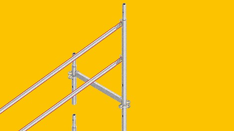 La protection latérale avancée intégrée au système ne peut pas être réalisée uniquement avec le cadre PERI UP Easy dans la structure réglementaire.