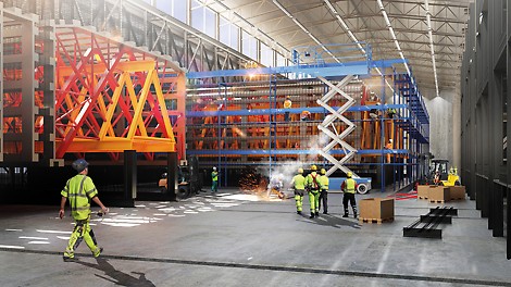 丹麦, Rødbyhavn, 费马隧道 Visualisierung der Halle für das Gießen der Betonelemente in der Tunnelelementfabrik. (Illustration: Femern A/S)