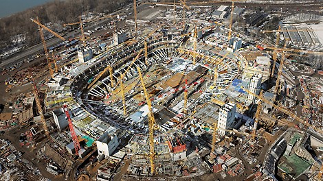 National stadium Kazimierz Górski, Warsaw, Poland - The complex construction project with highest quality requirements demanded an experienced construction site team as well as on-site support through PERI engineers.