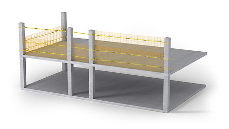 Slab-independent securing of open edges with increased requirements